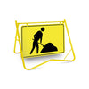 Symbolic Worker Sign, 900 x 600mm Metal, Class 1 Yellow Reflective, Swing Stand