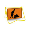 Symbolic Worker Sign, 900 x 600mm Metal, Reflective Diamond Grade, Swing Stand