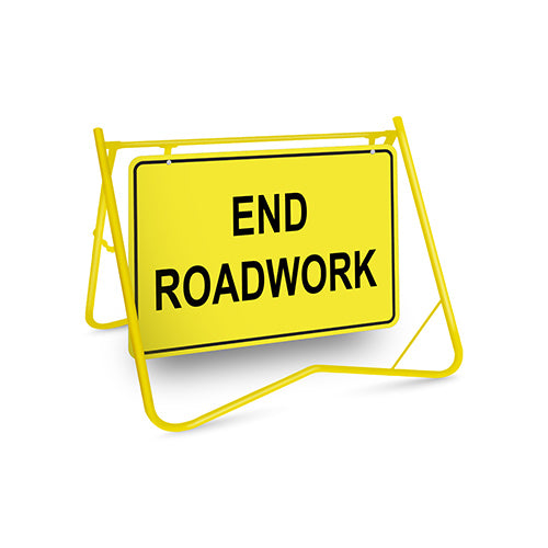 End Roadwork, 900 x 600mm Metal, Class 1 Reflective, Swing Stand