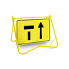 Left Lane Closed (Right Lane Open), 900 x 600mm Metal, Class 1 Reflective, Swing Stand