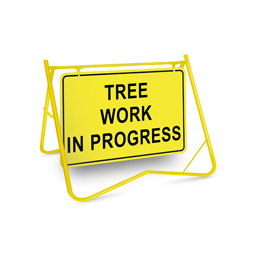 Tree Work In Progress, 900 x 600mm Metal, Class 1 Reflective, Swing Stand