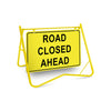 Road Closed Ahead, 900 x 600mm Metal, Class 1 Reflective, Swing Stand