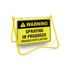 Warning Spraying In Progress, 900 x 600mm Metal, Class 1 Reflective, Swing Stand