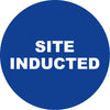 Site Inducted, Blue/White, 50mm Round Hardhat Stickers, Pack/12