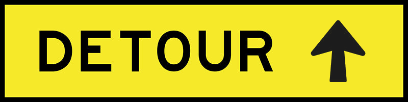 Detour Straight Arrow, 1200 x 300mm Boxed Edge, Metal Class 1 Reflective