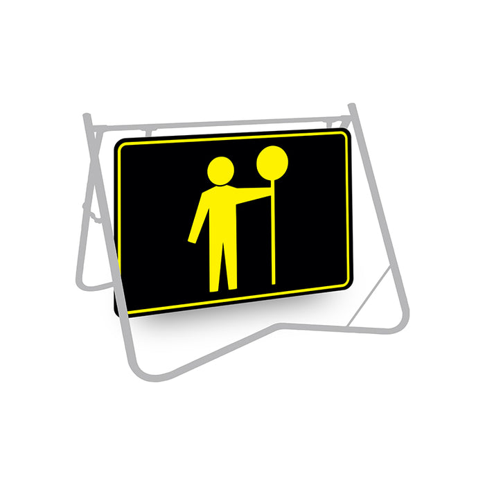 Symbolic Traffic Controller, Night Use, 900 x 600mm Metal, Class 1 Reflective, Swing Stand