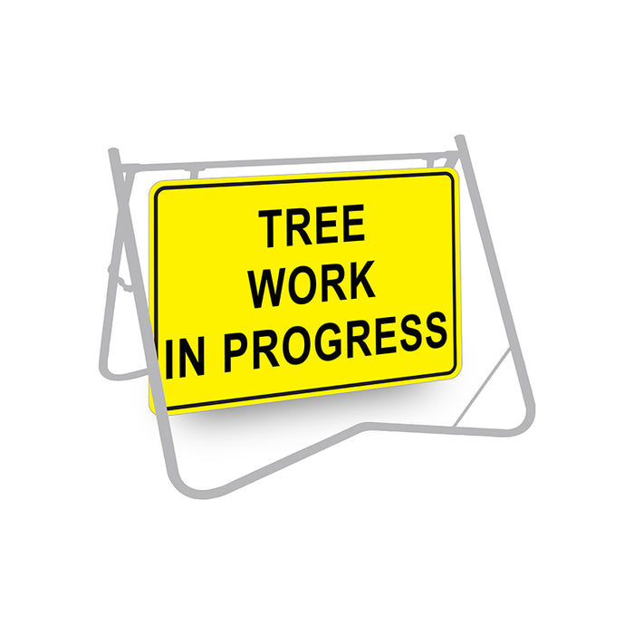 Tree Work In Progress, 900 x 600mm Metal, Class 1 Reflective, Swing Stand