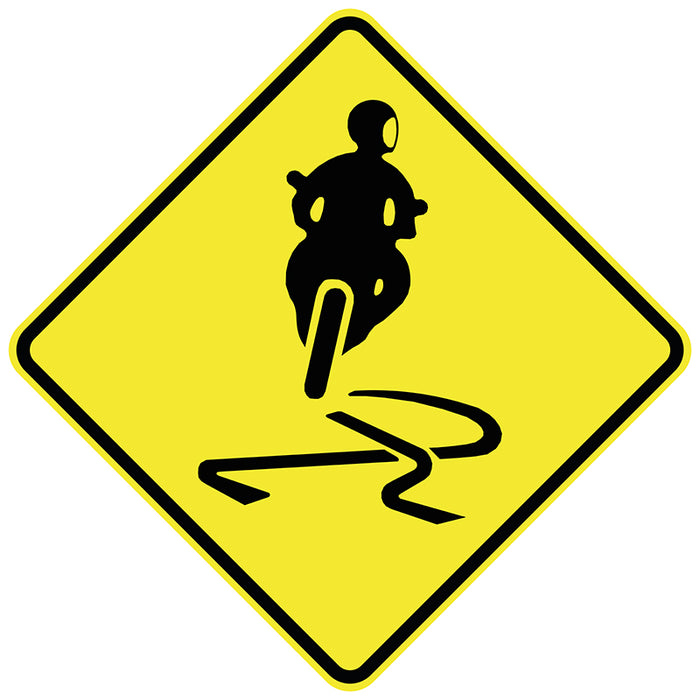 Hazardous Motorcycle Curve Right (Symbolic)