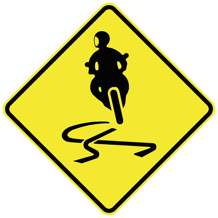 Hazardous Motorcycle Curve Left (Symbolic)