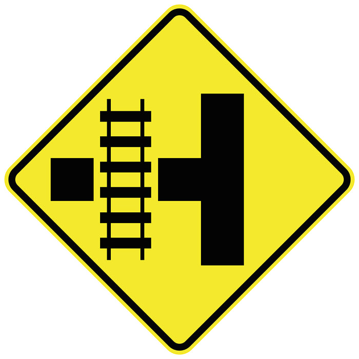 Rail Track Crossing On Side Road Left (Symbolic)