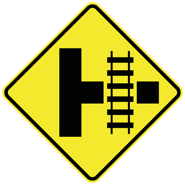 Rail Track Crossing On Side Road Right (Symbolic)