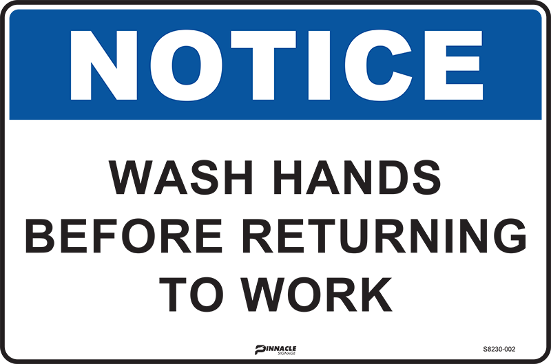 Notice Wash Hands Before Returning To Work