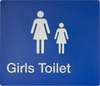 Braille Sign, Girls Toilet, 180 x 180mm, Blue/White PVC