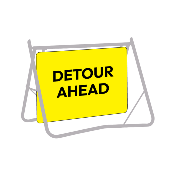 Detour Ahead, 900 x 600mm Metal, Class 1 Reflective, Swing Stand