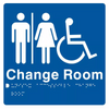 Braille Sign, Unisex Wheelchair Accessible Change Room, 210 x 180mm, Blue/White PVC