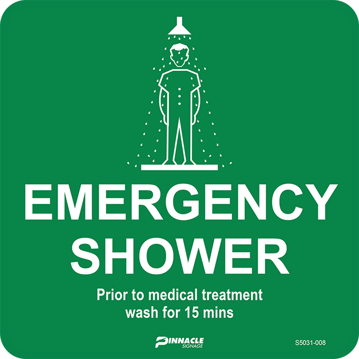 Emergency Shower (With Picto) 225 x 225mm Off Wall