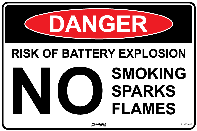 Danger Risk Of Battery Explosion No Smoking Sparks Flames — Pinnacle ...