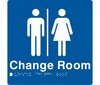 Braille Sign, Unisex Change Room, 210 x 180mm, Blue/White PVC
