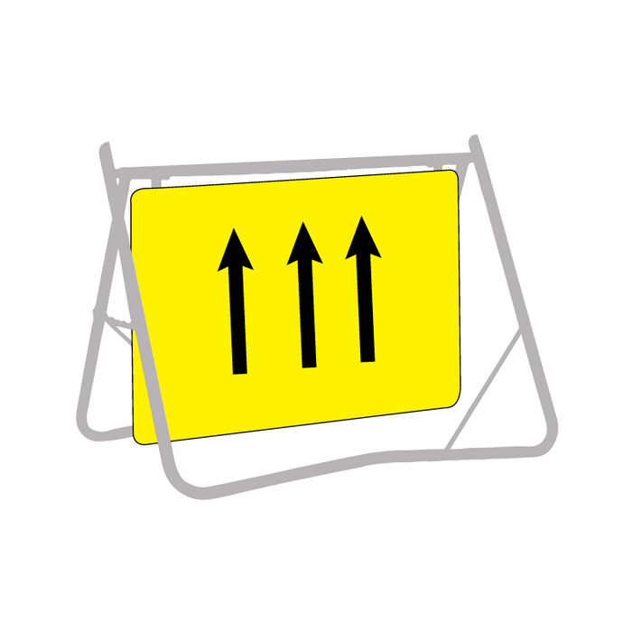 Lane Status (3 Lane Arrows), 900 x 600mm Metal, Class 1 Reflective, Swing Stand