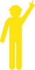 Yellow Cut Out Worker, Arm Up - Finger Pointing, 1800 x 900mm Corflute