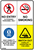 Multi Sign - No Entry/No Smoking/High Vis/Forklifts