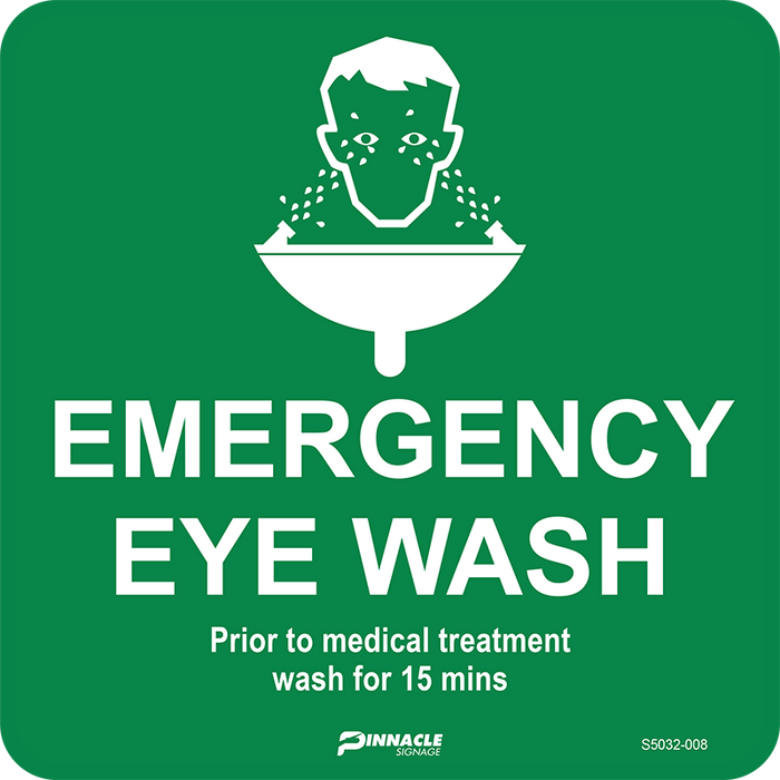 Emergency Eye Wash (With Picto) 225 x 225mm Off Wall