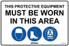 Combination Mandatory Sign, In This Area, Hardhat, Footwear, Hi Vis