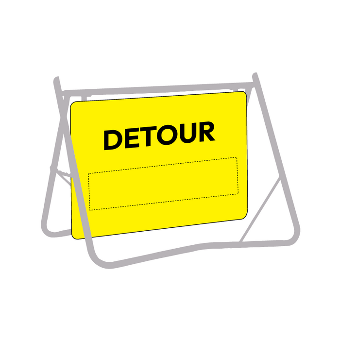 Detour (Text With Blank Space For Magnet), 900 x 600mm Metal, Class 1 Reflective, Swing Stand