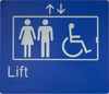 Braille Sign, Lift, 180 x 180mm, Blue/White PVC