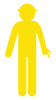 Yellow Cut Out Worker, Arms Down - Finger Pointing, 1700 x 840mm Corflute
