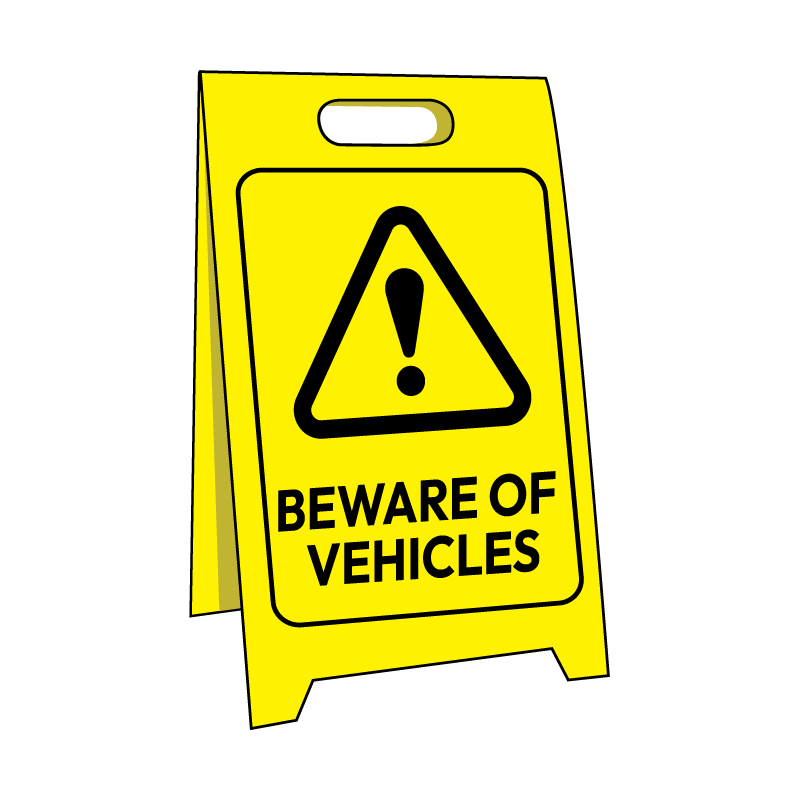 Corflute Sign Stand, Beware Of Vehicles, 500 x 300mm — Pinnacle Signage