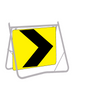 Hazard Warning Marker (Chevron), 600 x 600mm Metal, Class 1 Reflective, Swing Stand