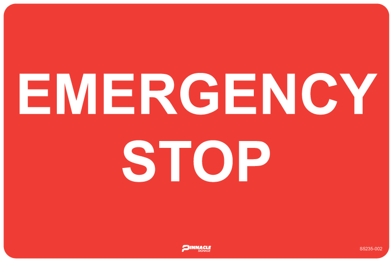 Emergency Stop (No Picto), 600 x 400mm Corflute