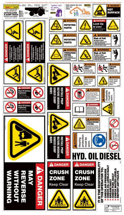 Machinery Sticker Kit, Dump Truck (Rigid & Articulated)