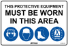 Combination Mandatory Sign, In This Area, Hearing/Eye, Hardhat, Footwear, Hi Vis
