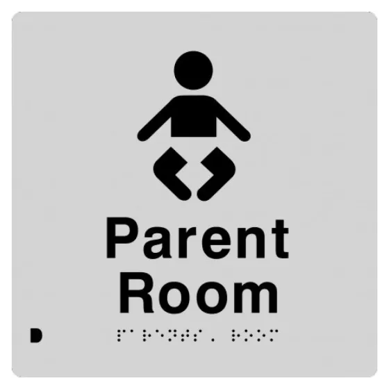 Braille Sign, Parent Room, 210 x 180mm, Silver/Black PVC