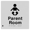 Braille Sign, Parent Room, 210 x 180mm, Silver/Black PVC