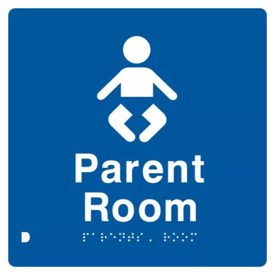 Braille Sign, Parent Room, 210 x 180mm, Blue/White PVC