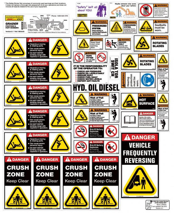 Machinery Sticker Kit, Grader