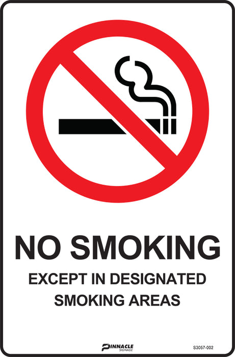 No Smoking Except In Designated Smoking Areas