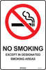 No Smoking Except In Designated Smoking Areas