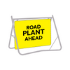 Road Plant Ahead, 900 x 600mm Metal, Class 1 Reflective, Swing Stand