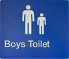 Braille Sign, Boys Toilet, 180 x 180mm, Blue/White PVC
