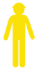 Yellow Cut Out Worker, Arms Down, 1700 x 840mm Corflute