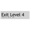 Braille Sign, Exit Level 4, 180 x 50mm, Silver/Black PVC