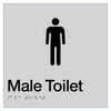 Braille Sign, Male Toilet, 180 x 180mm, Silver/Black PVC