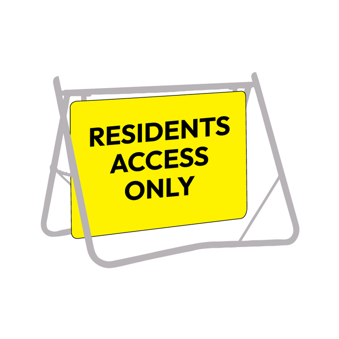 Residents Access Only, 900 x 600mm Metal, Class 1 Reflective, Swing Stand