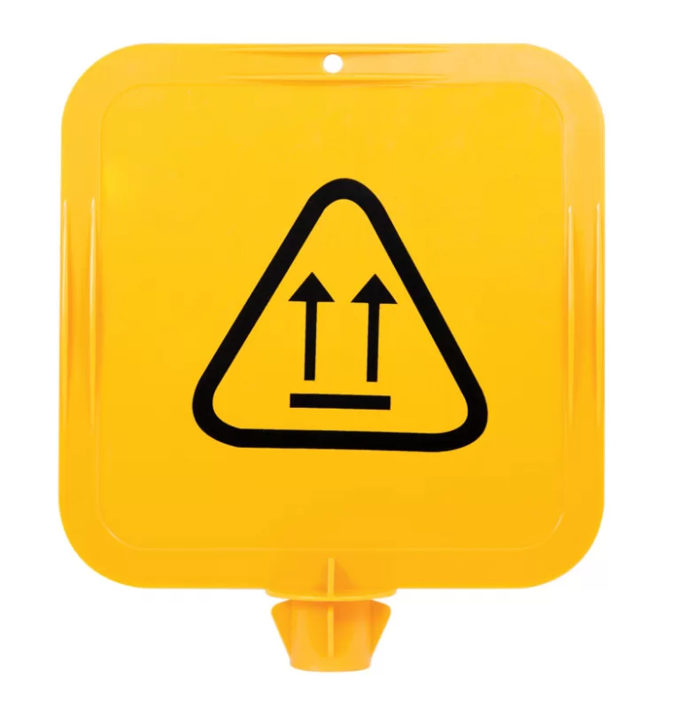Yellow Lock In Sign Frame, Workers Above Picto — Pinnacle Signage