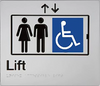 Braille Sign, Lift, 180 x 180mm, Silver/Black PVC