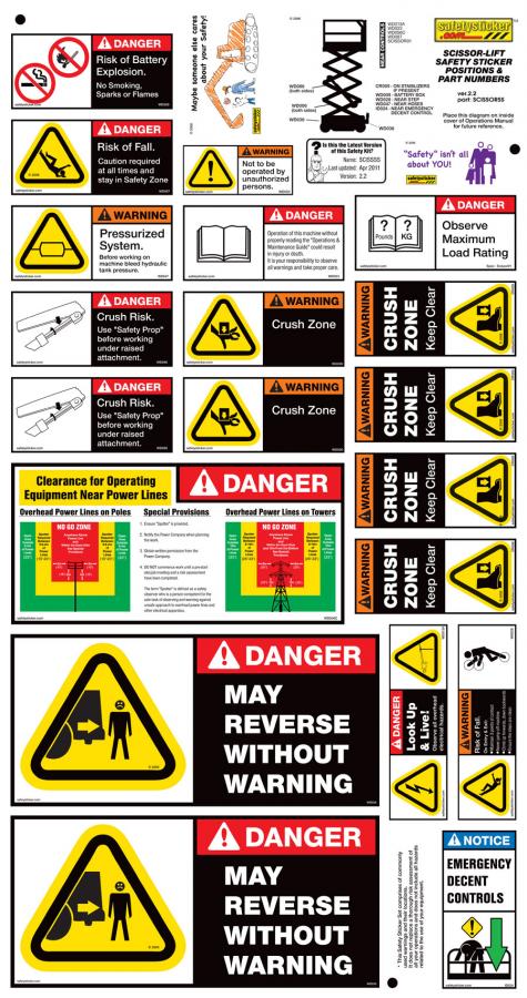 Machinery Sticker Kit, Scissor Lift — Pinnacle Signage